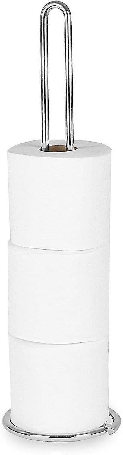 Rounded Chrome Toilet Tissue Paper Roll Holder Stand, Modern Design for Bathroom Storage, Metal Construction, Space-Saving