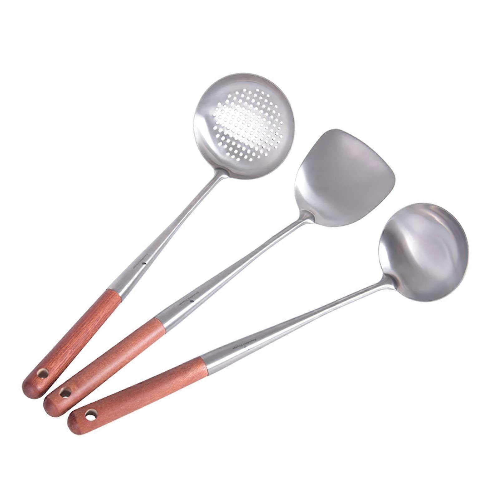 Titanium Wok Spatula and Ladle 3-Pcs Set, Long-Handle Chinese Wok Utensils Ti500345P