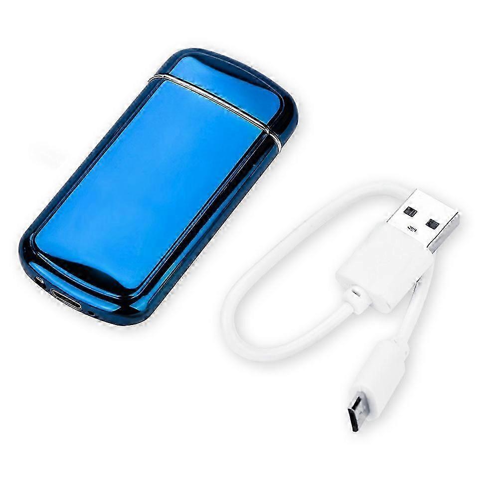 Windproof Electric USB Rechargeable Dual Arc Cigarette Lighter BBQ Kitchen Ignition Tool (Blue)