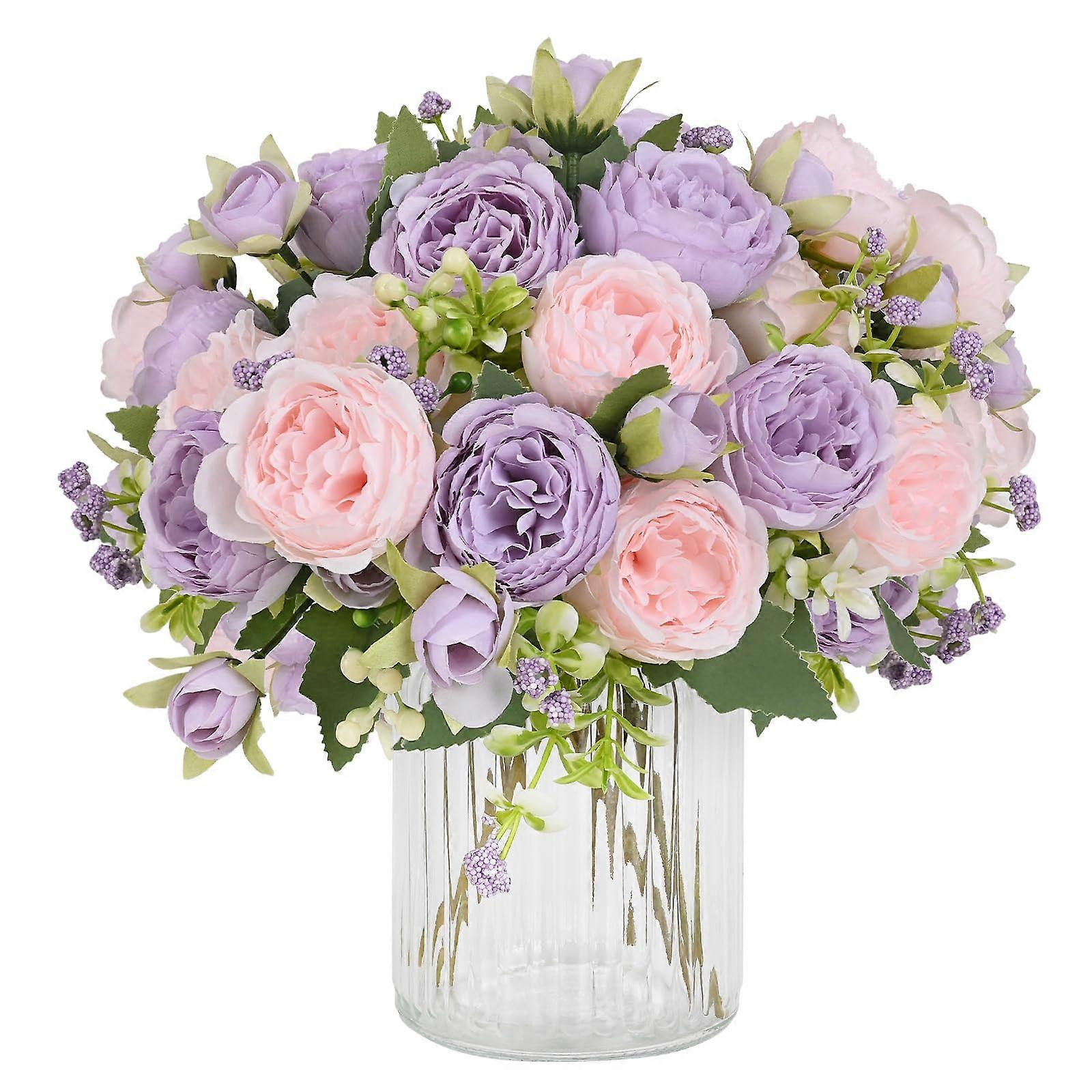 Package peony artificial flowers, pink-mor artificial silk peony, peony flowers for Decoration