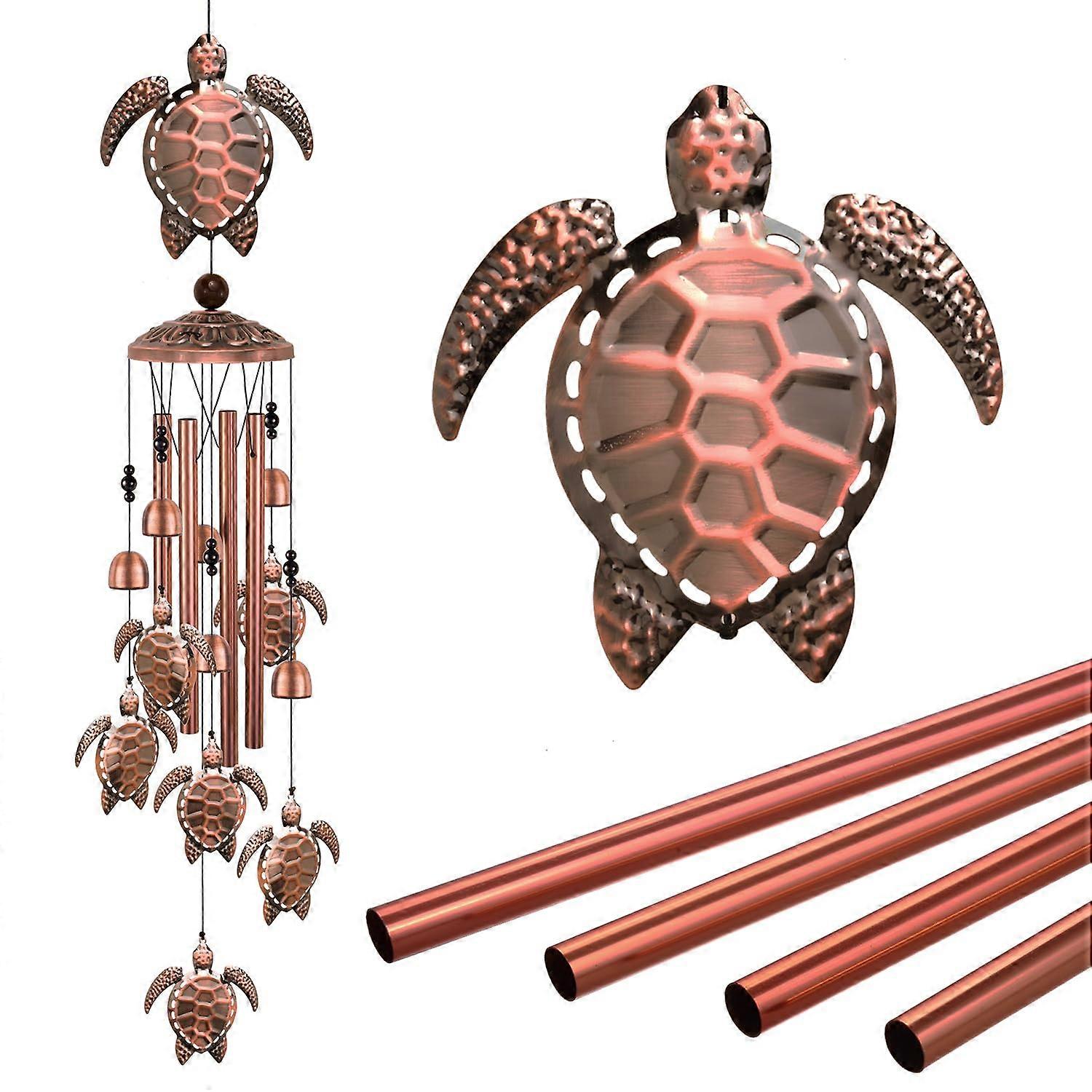 Open Sea Turtle Wind Bells Decor for Gardens, Sympathy Gifts, Mobile Outdoor Chime, Handcrafted Metal Design