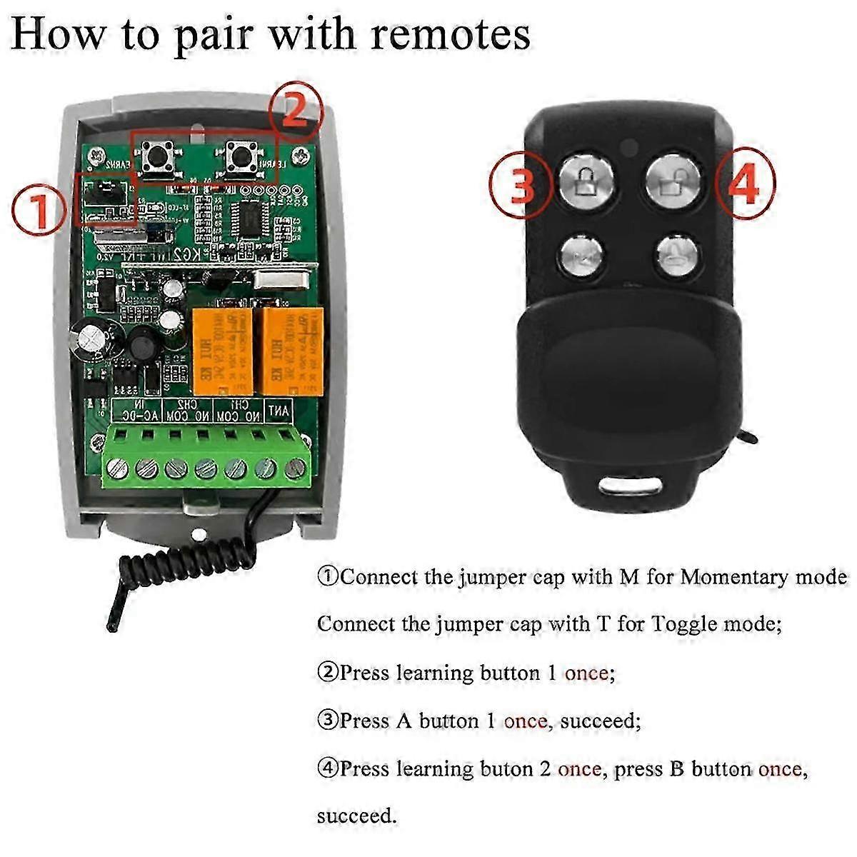 Tuya WIFI דלת מוסך מקלט שלט רחוק 433MHz 2CH מקלט 12-24V תמיכה באפליקציה RF Voice Contro