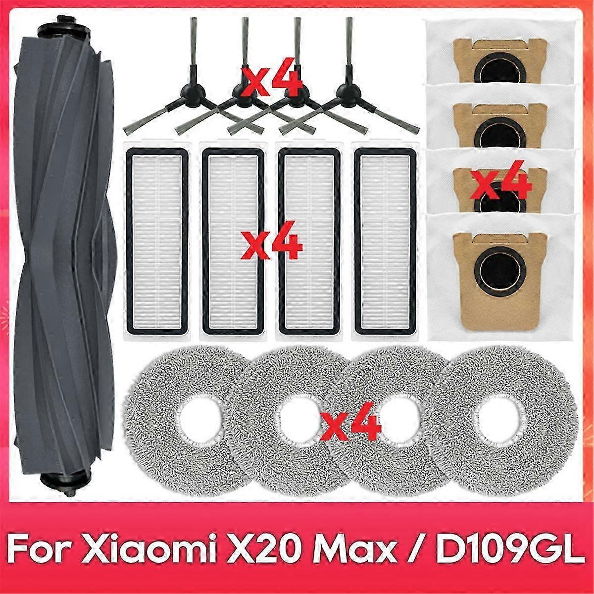 Main Side Brush Hepa Filter Mop Cloth and Dust Accessories for Robot Vacuum X20 Max / D109GL