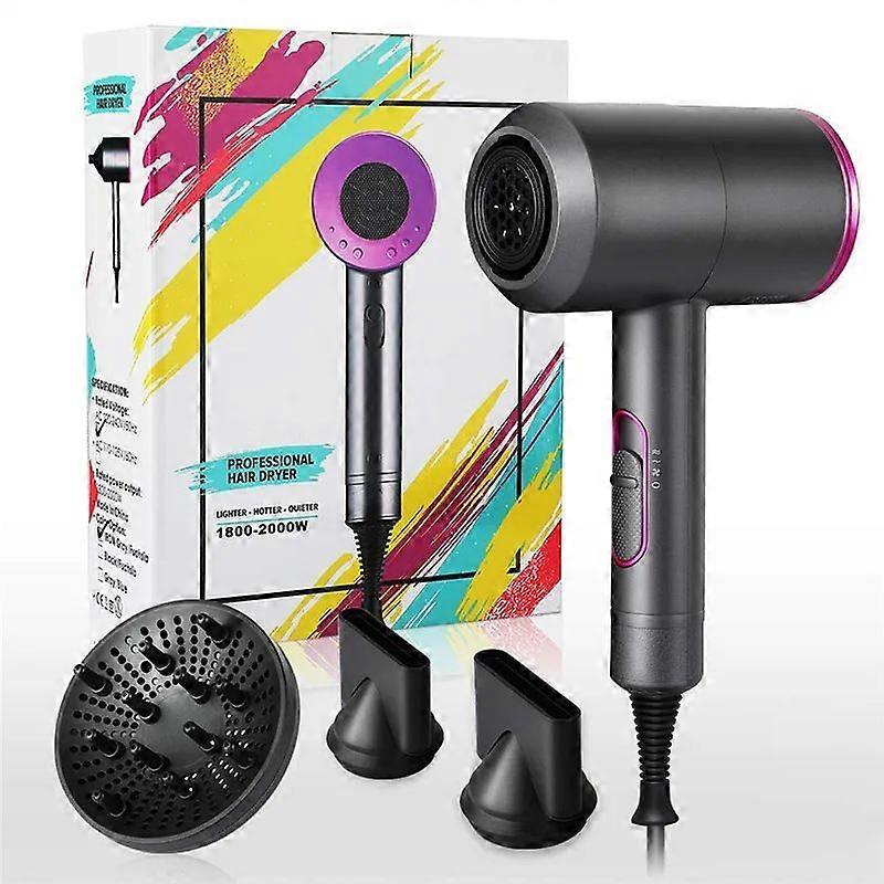 Hair Dryer - High speed brushless motor negative ion hair dryer for fast drying, low noise temperature controlled hair dryer with diffuser and nozzle,