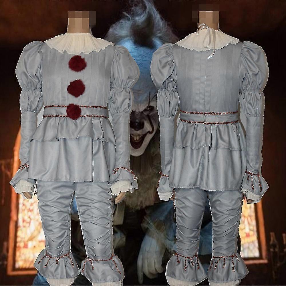 Lightgray Halloween Cosplay Costume Clown Pennywise Carnival Costume