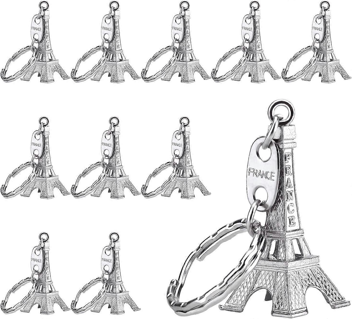 15 Pieces Eiffel Tower Keyring Retro Adornment French Souvenirs Keychains (Gold) (D-4)