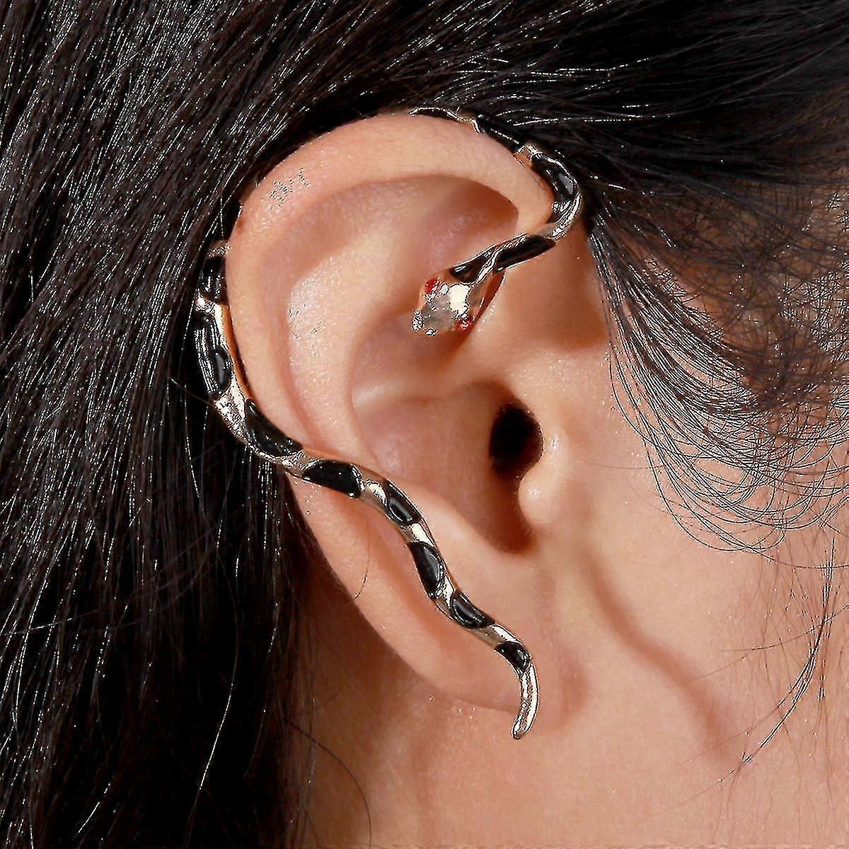 新しい1pcレトロスタイルのスネーク型イヤークリップ誇張された巻き上げイヤージュエリー