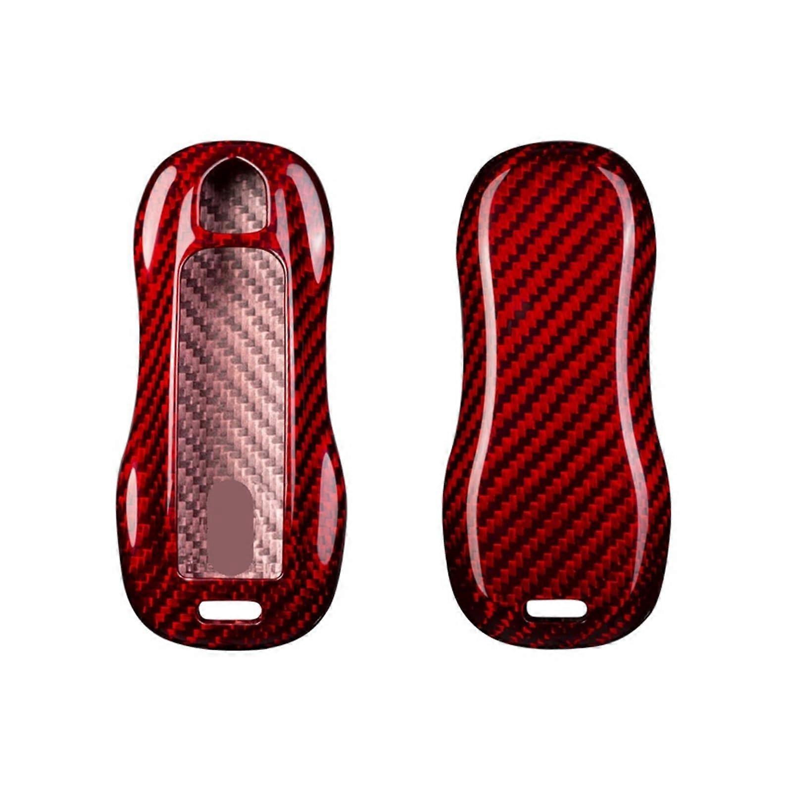 Key case, 1 Pcs Real Carbon Fiber Car Key Case Cover Shell Compatible for Porsche Macan Cayenne 718 Panamera Key Protective Shell(3)