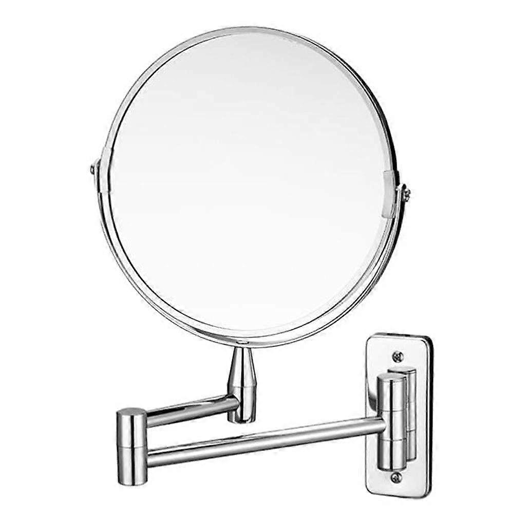 Makeup Mirror - 7 Inch Double-Sided Magnifying Wall Mounted Bathroom Vanity Mirror, High-Definition Folding Telescopic Design, 3x Magnification