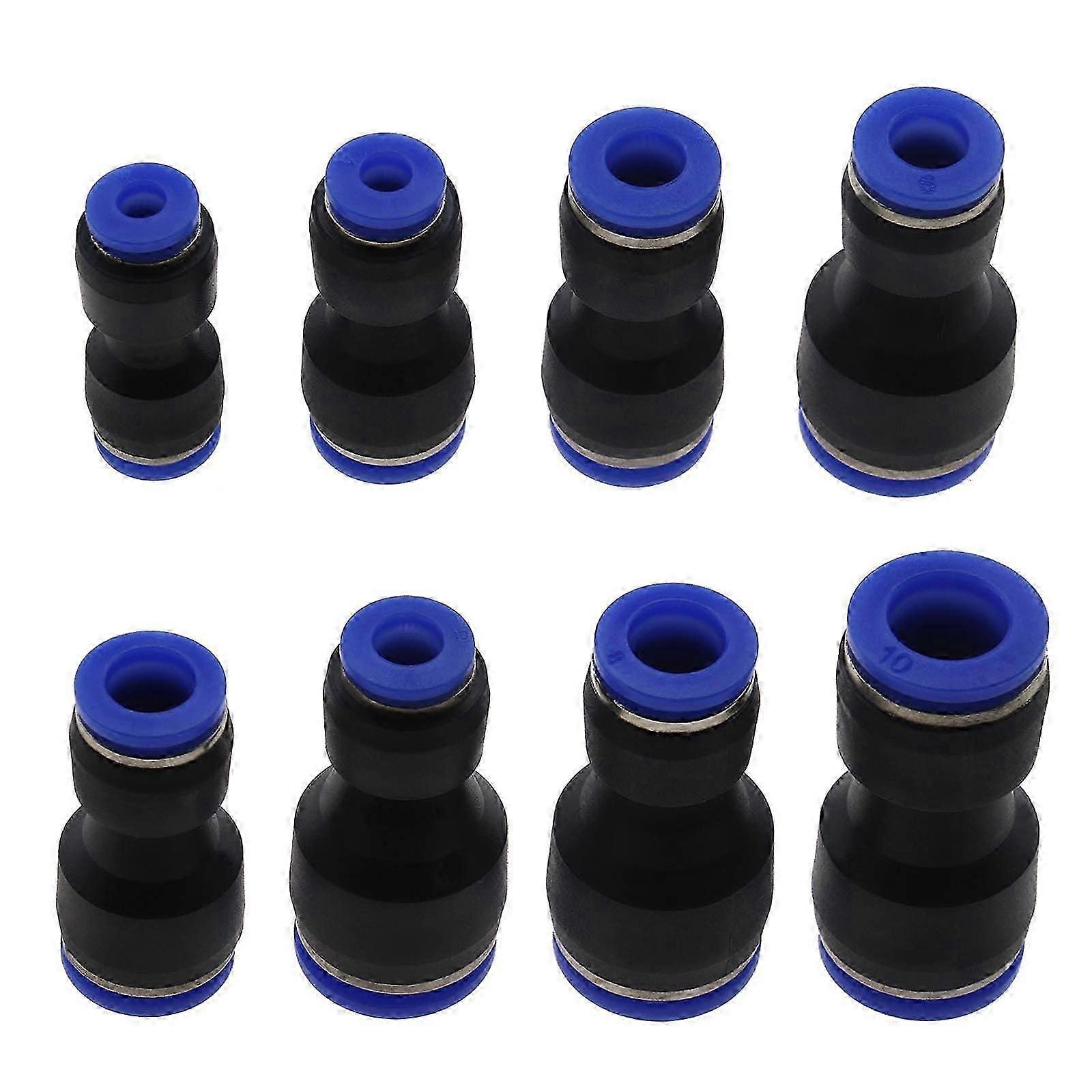 24x Plastic Pneumatic Push to Connect Fittings Tube Straight Fitting Reducer Adapter Quick Release Fit Air Water Lines Hose