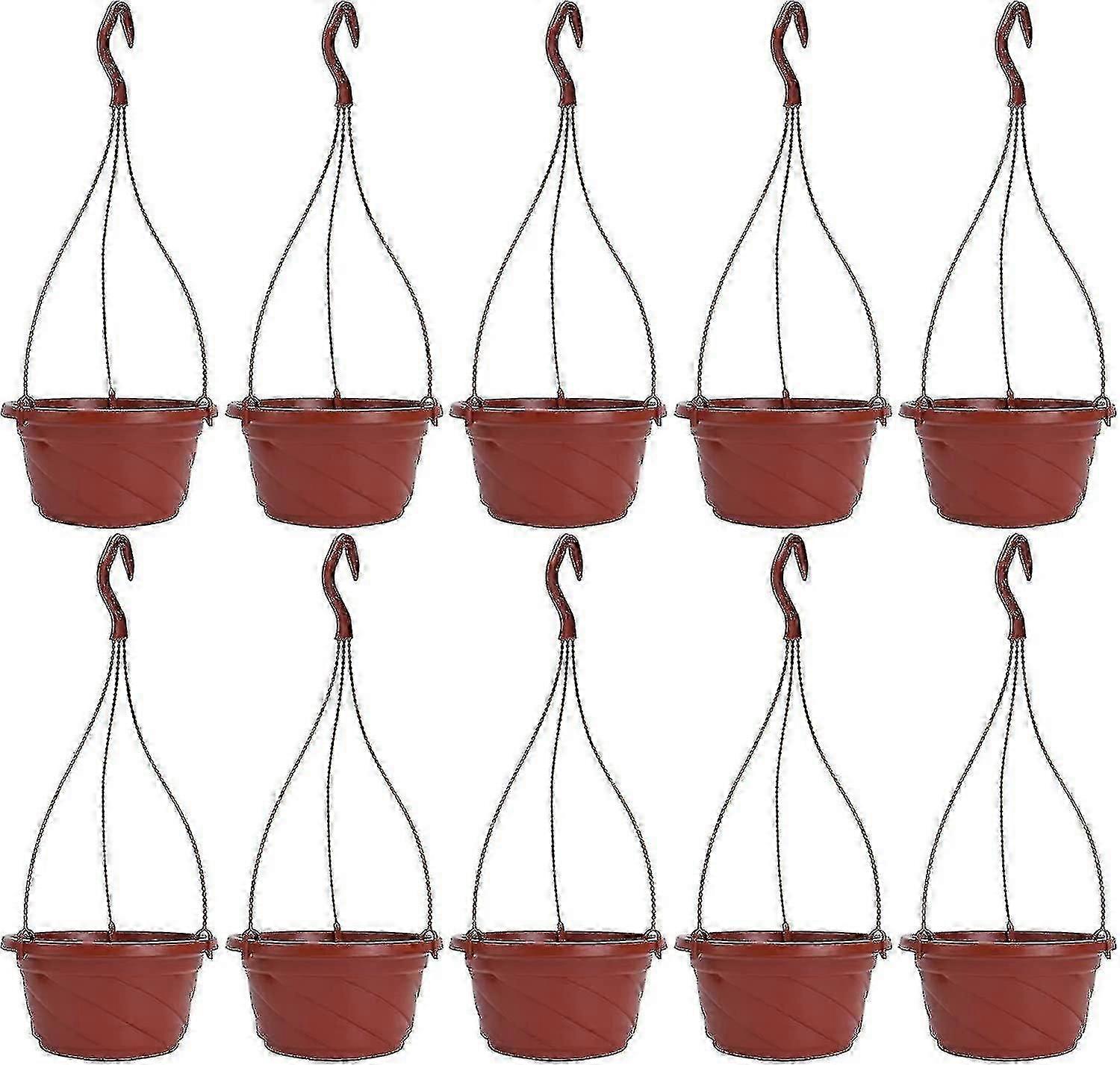 10パックプラスチックハンギングセルフウォーミングガーデンフラワープラントポット屋外屋内植物用レッド