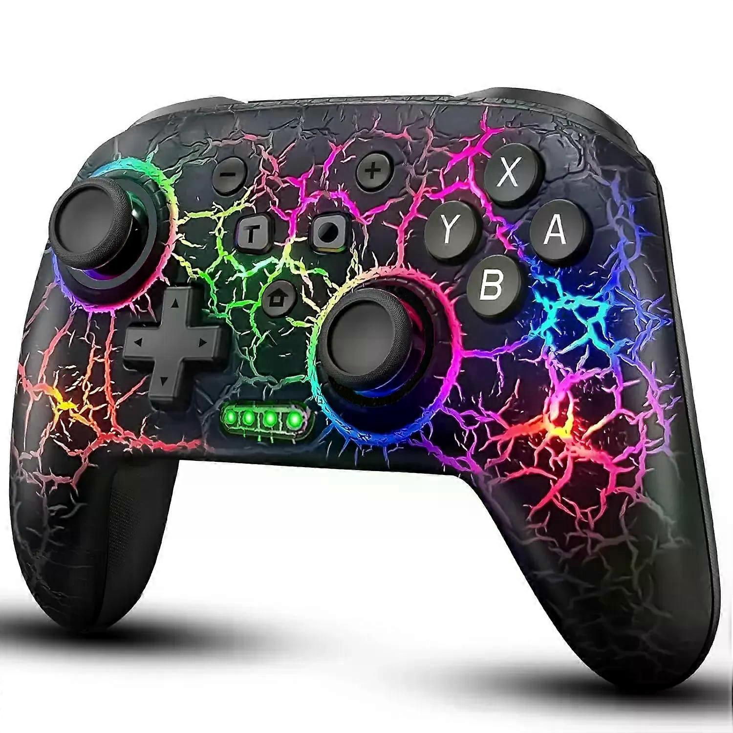 Six Axis Gyroscope Dual Vibration RGB Wireless Gamepad LED CRACK PROCESS compatible for Switch TV Box PS3 PC Joystick Controller