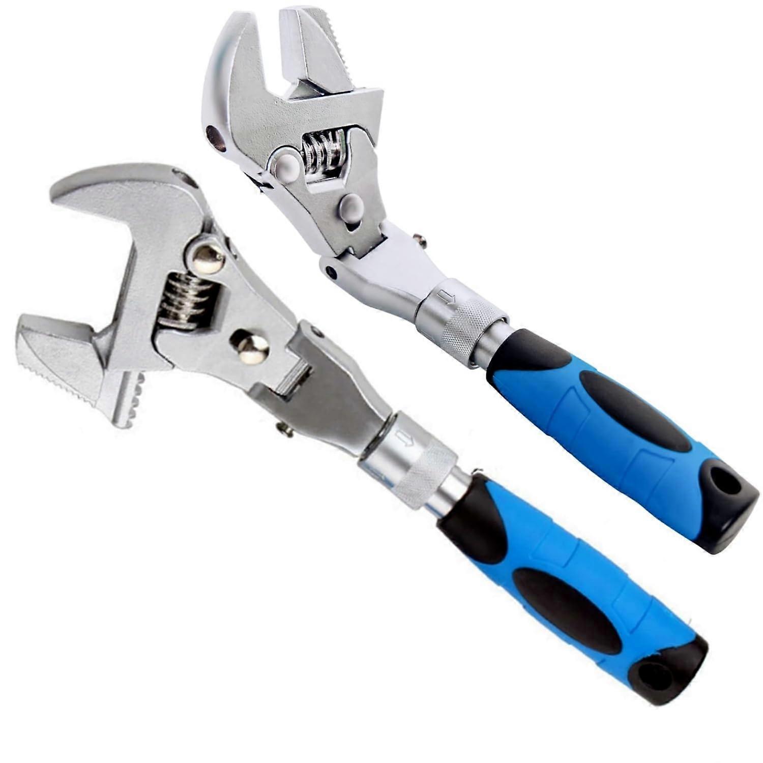 Flexhead Adjustable Wrench,10' to 12' Ratcheting Crescent Wrenches tool,Retractable Extension Shank and 180⁰ Rotating Head,Cr-V Chrome Vanadium Steel