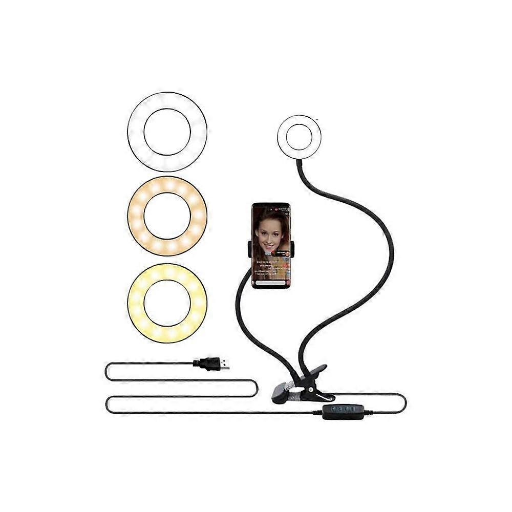 LED Ring Light Phone Holder for Live Streaming Video, Dimmable Desk Makeup Ring Light for Photography, Shooting