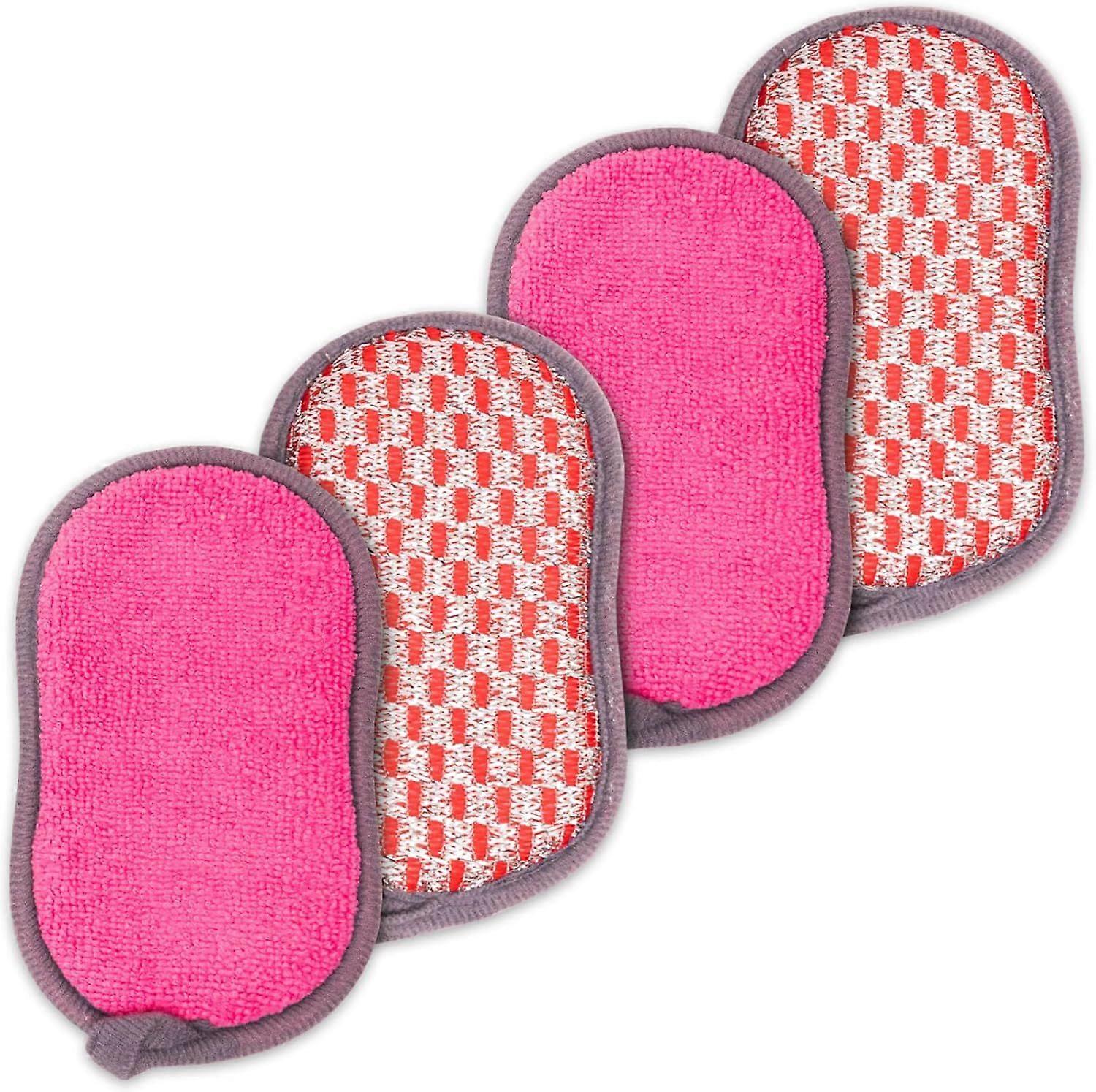 Eponge Lavable 4 Pcs - Eponge Reutilisable Vaisselle - Eponge Microfibre Antibacterienne