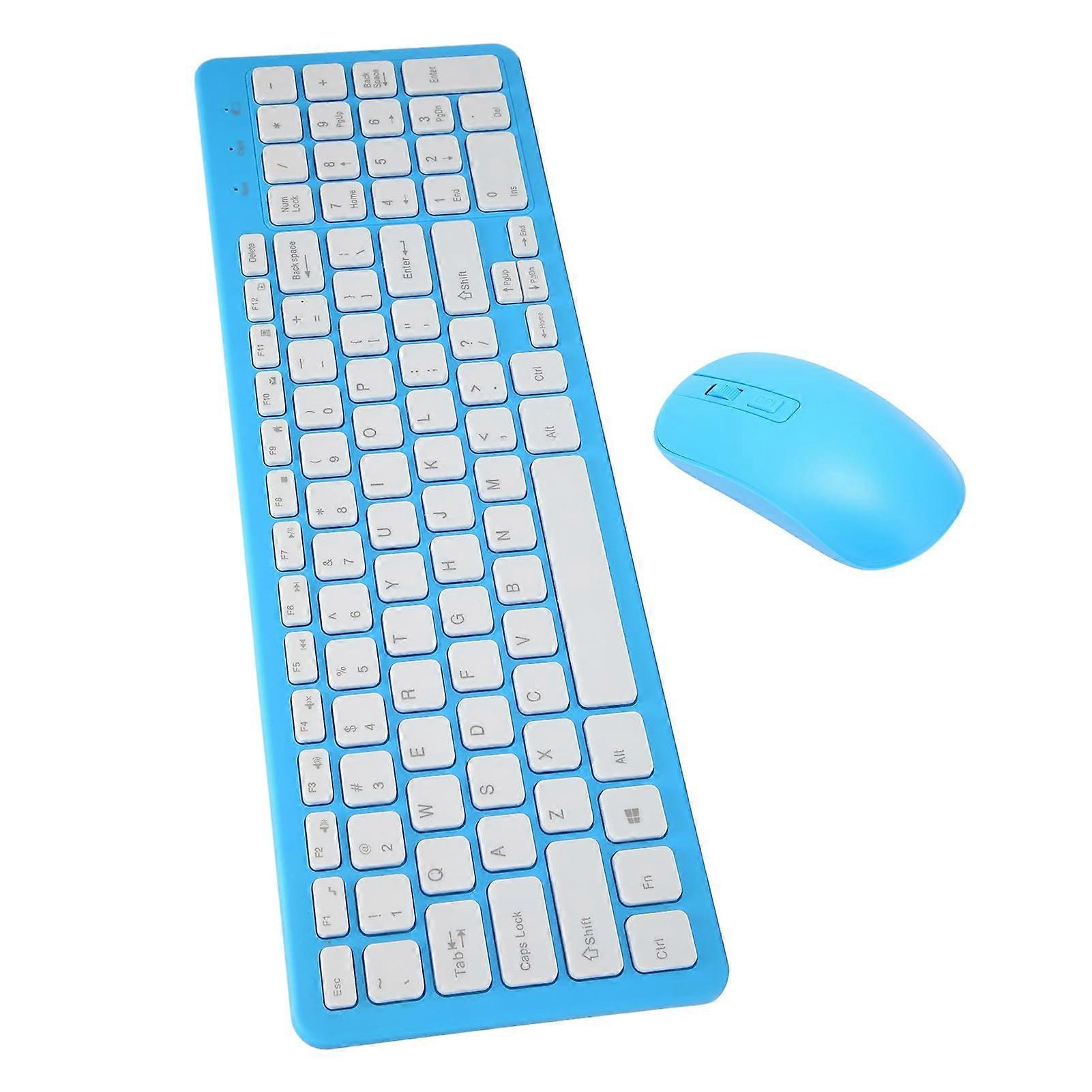 Keyboard Combo 96 Key USB Wired Keyboard with 10m Range Nonslip Mat for Windows PC Desktop Notebook Blue