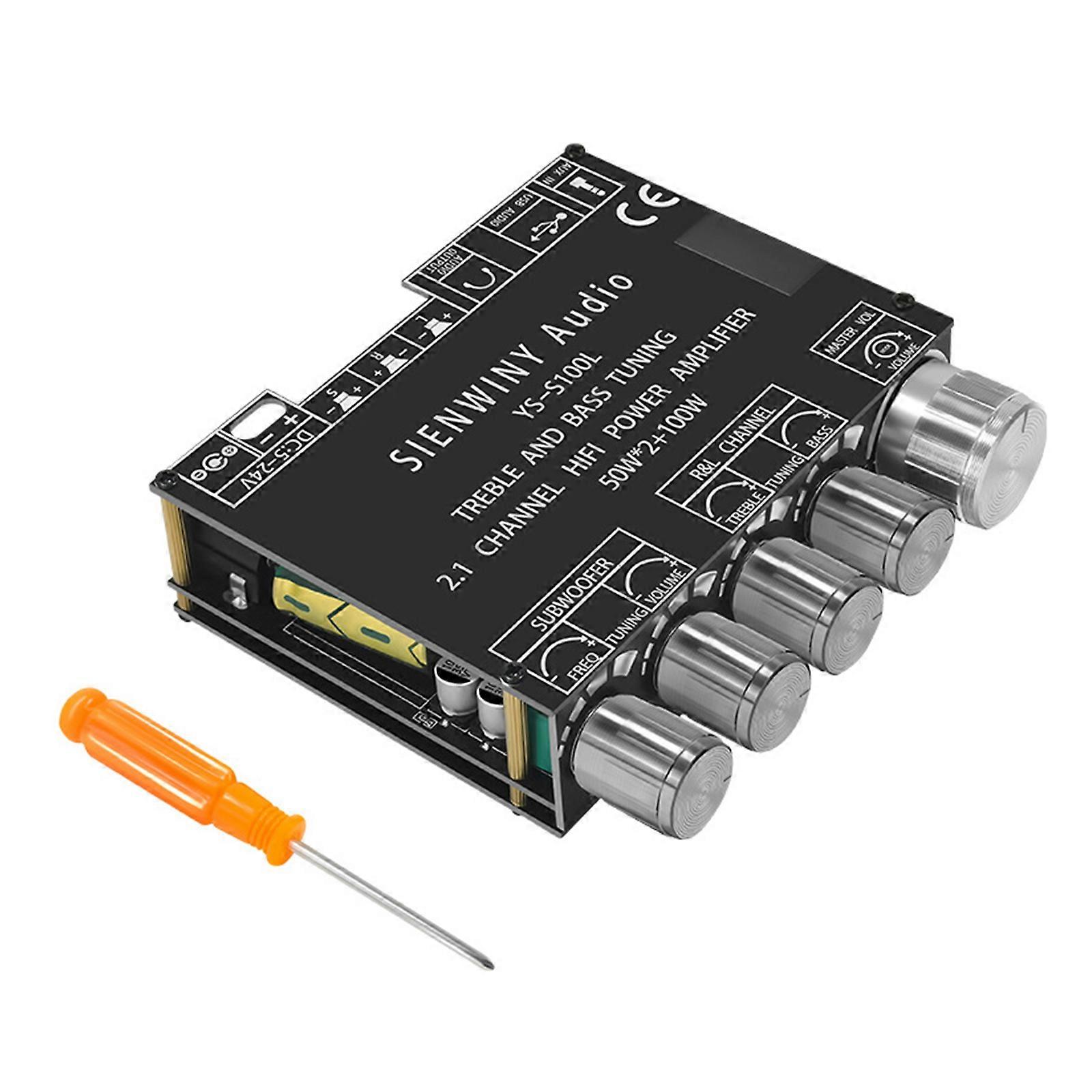 Home Stereo Amplifier Stereo Receivers with Bluetooth-compatible 5.0, 2x50W 2.1 Channel Power Amplifier Stereo System