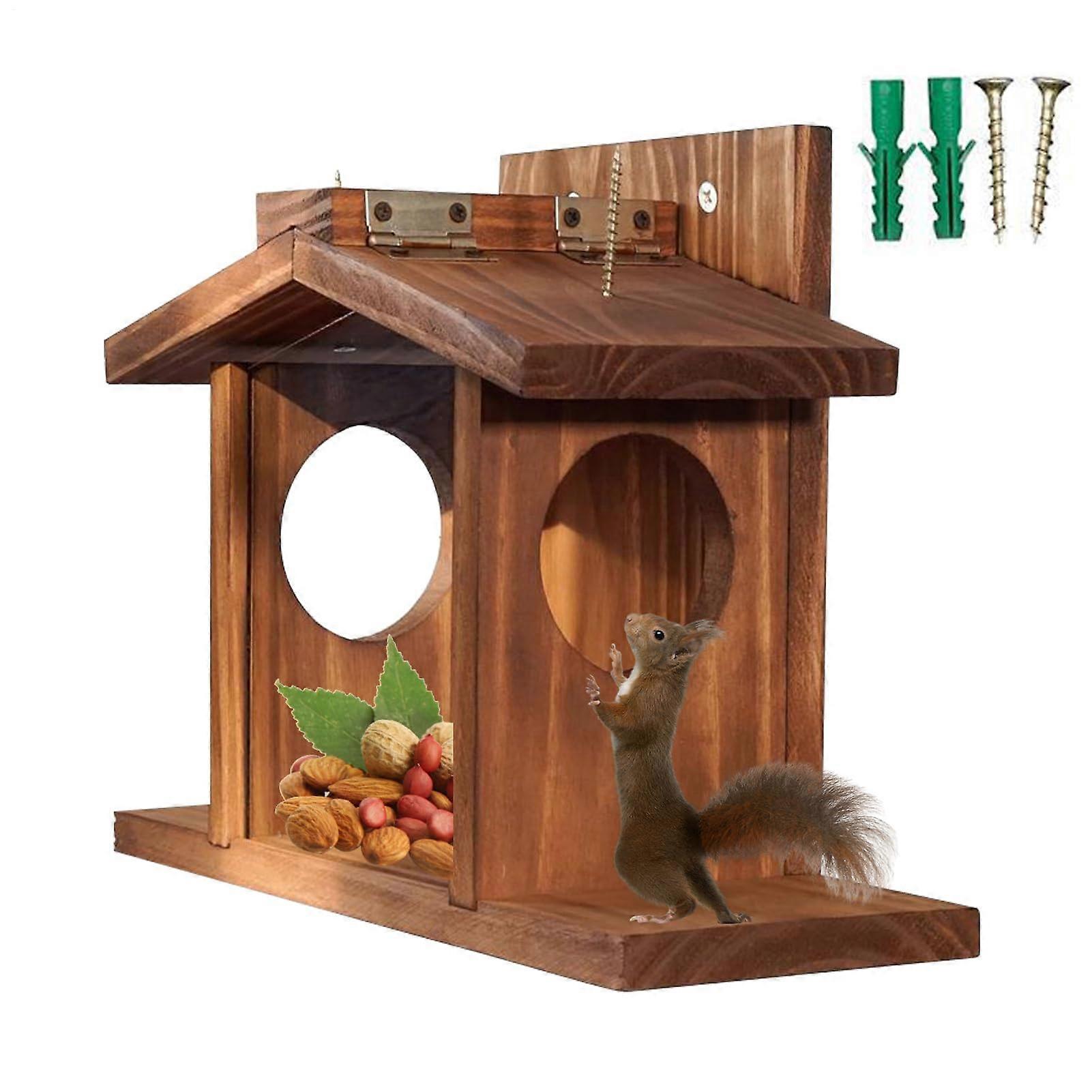 Squirrel houses – Sturdy wooden shelter with removable lid, Practical feeder