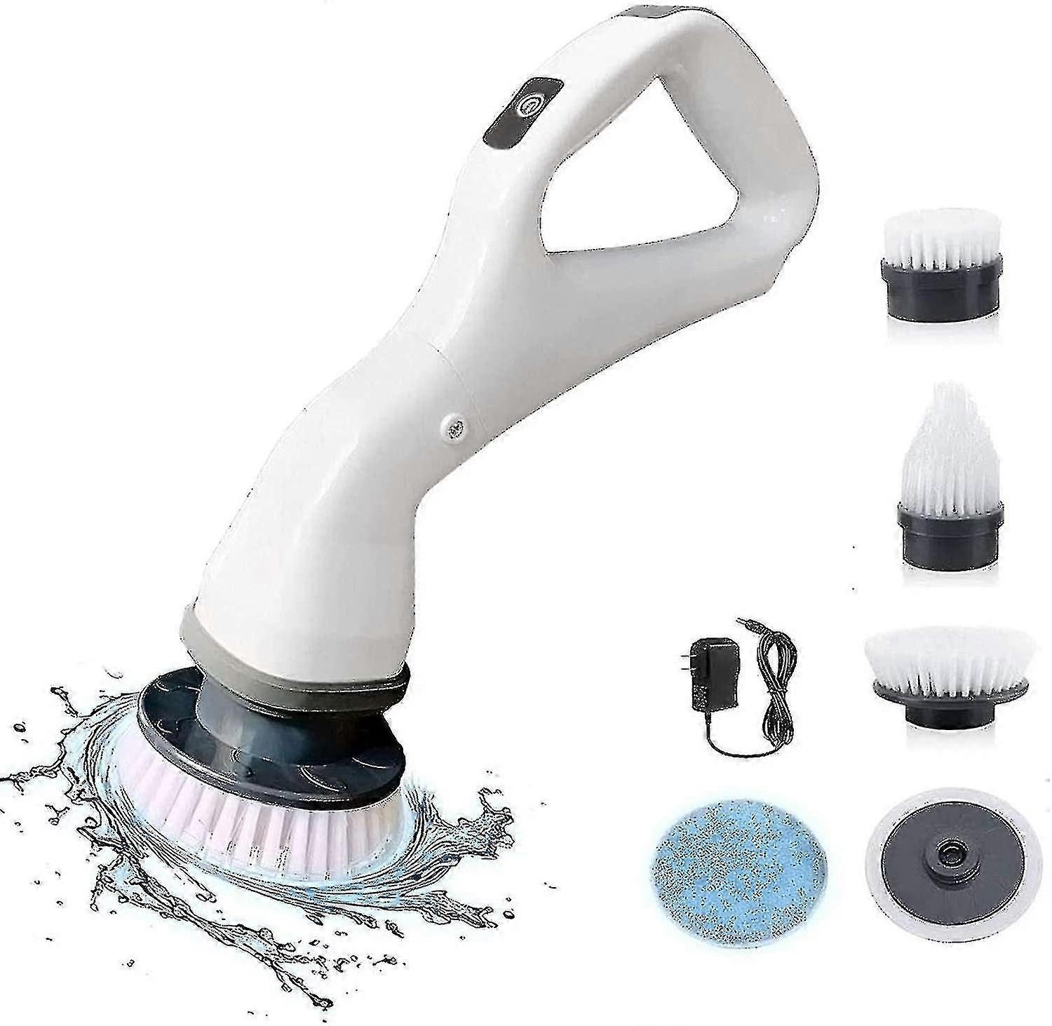 Electric Spin Scrubber Rechargeable, Scrubber With 4 Replaceable Cleaning Brush Heads