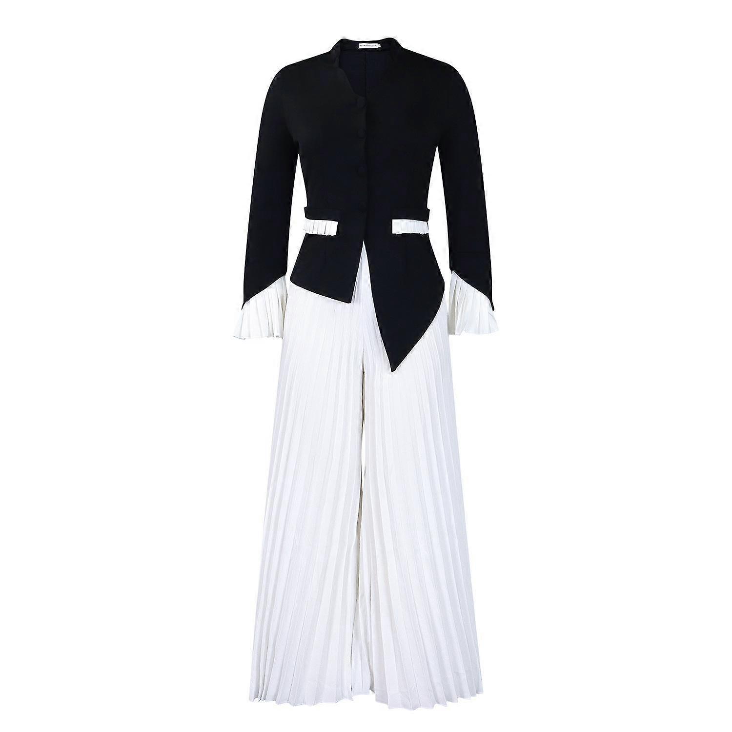 Women's Spring New Fashion Flared Sleeve Top Wide Leg Pants Two Piece Suit