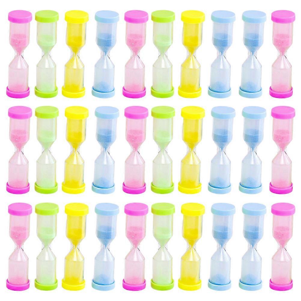 Glass Sand Timer Multi-Function Hourglass Decor Classic-Shaped Plastic 7.00X7.00X2.00CM For present For Family And Friends Retro Style 30Pcs