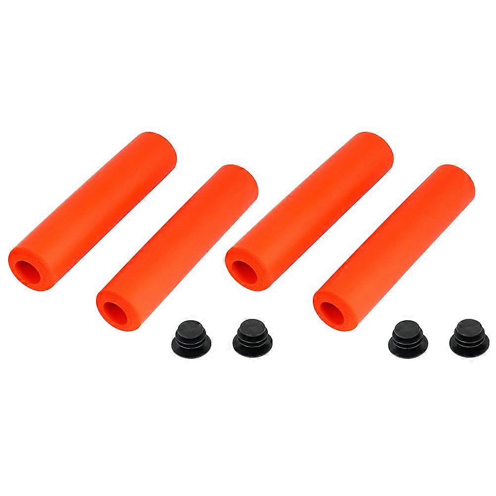 2 Pairs Silicone Handlebar Grips for Bike Use Anti-slip Comfortable Hand Grips Orange 7.8 inches