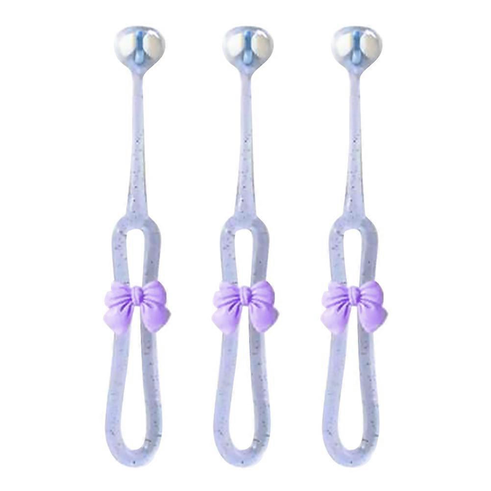 Soft Bristle 3 Piece Three Sided Toothbrush Set for Youth – Adorable Bowknot Design for Gentle Gum Care and Developing Brushing Habits