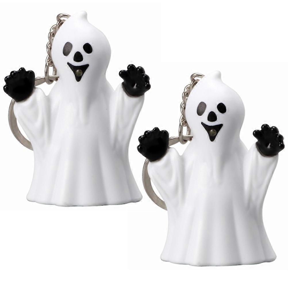 Halloween Key Chain Cute Keychain Ghost Shape Decorative Accessory White 4.4x3.3x5.8cm 2Pack