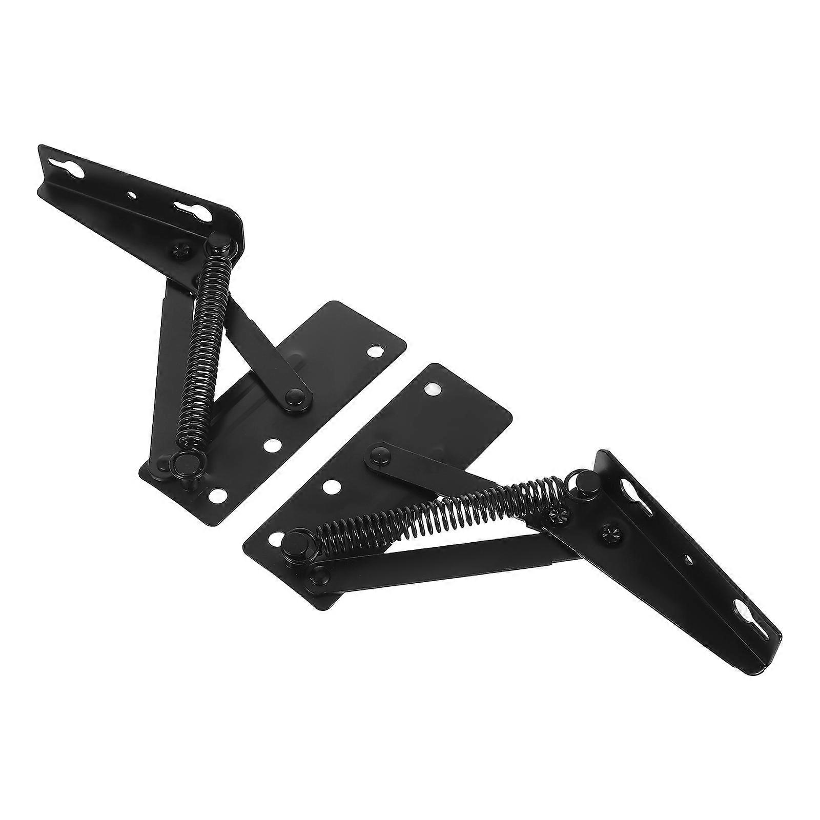 Black Metal Folding Hinge 2pcs Sturdy Spring Bracket for Sofa Bed Stability Easy Assembly Furniture Hardware Connector Bench Bracket Connector