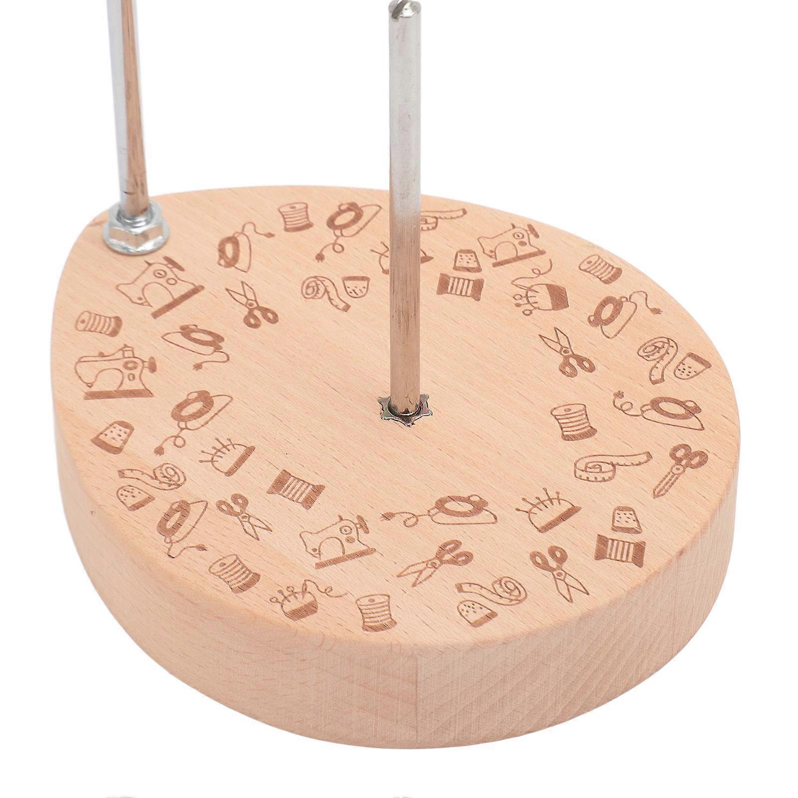 Single Thread Spool Holder, Multi-Function Wooden Base, High Stability Thread Spool Holder with Thread Cutter for Sewing and Quilting