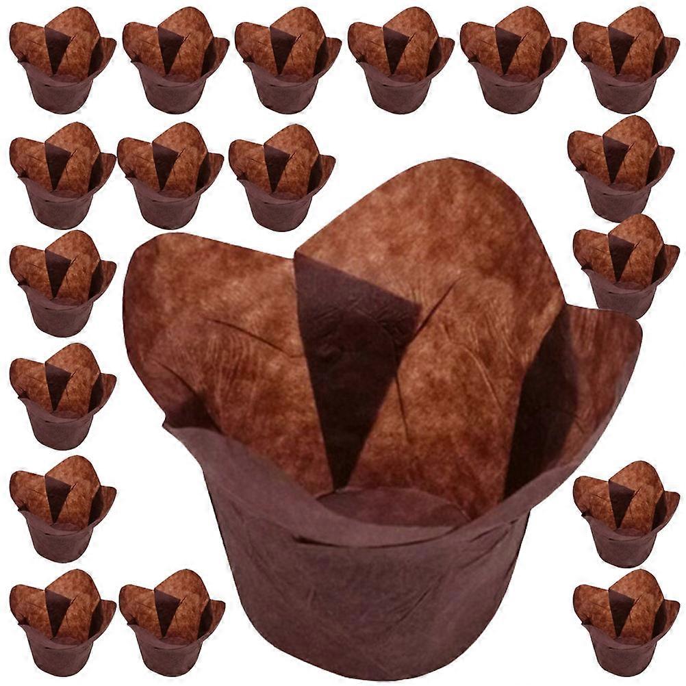 Baking Gadgets Lotus Style Baking Cups Muffin Liners Greaseproof Paper for Cake Shops 5X5X7CM High Temperature Resistance 100Pcs