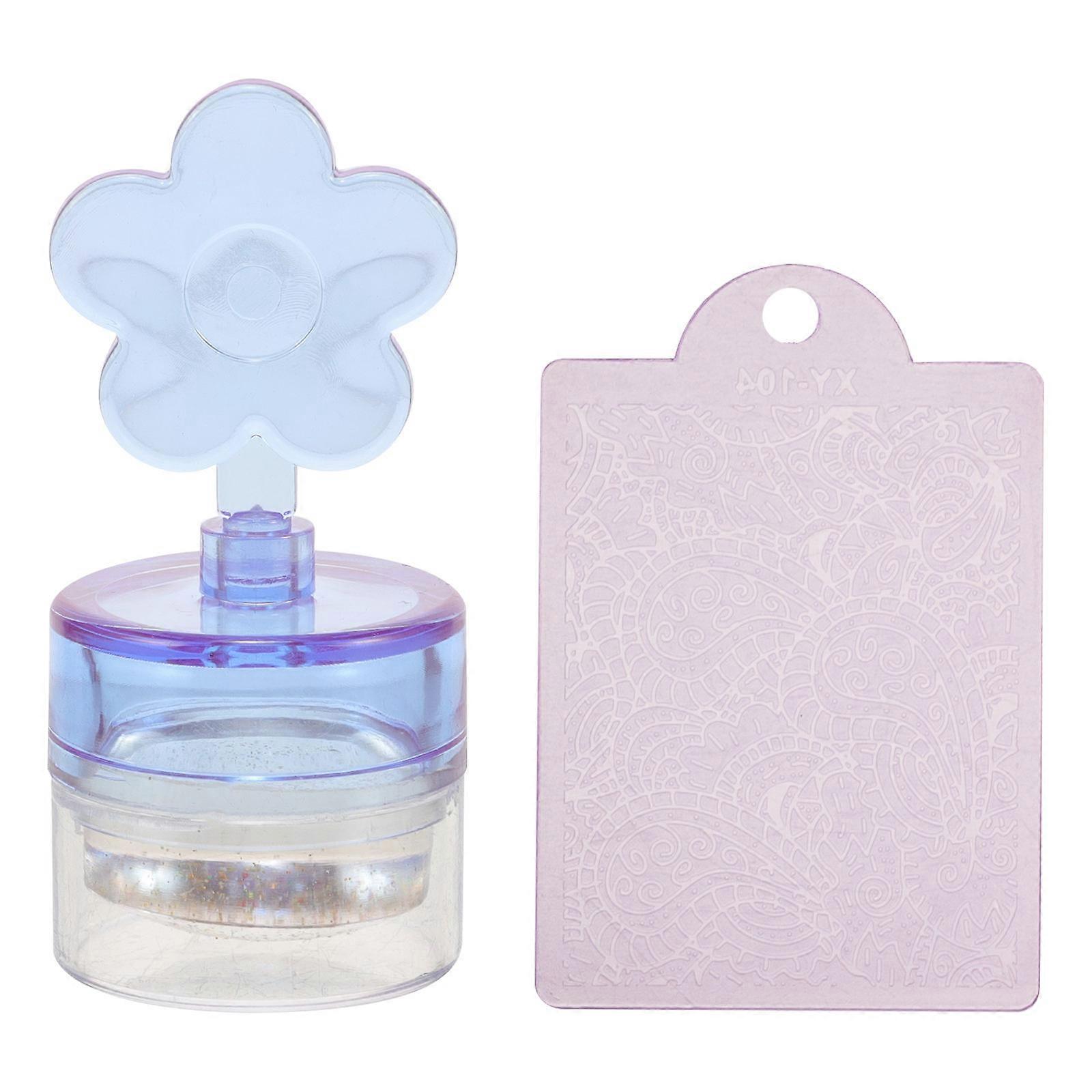 Nail Print Stamper Purple Silicone French Manicure Tool For Home Use 1Set