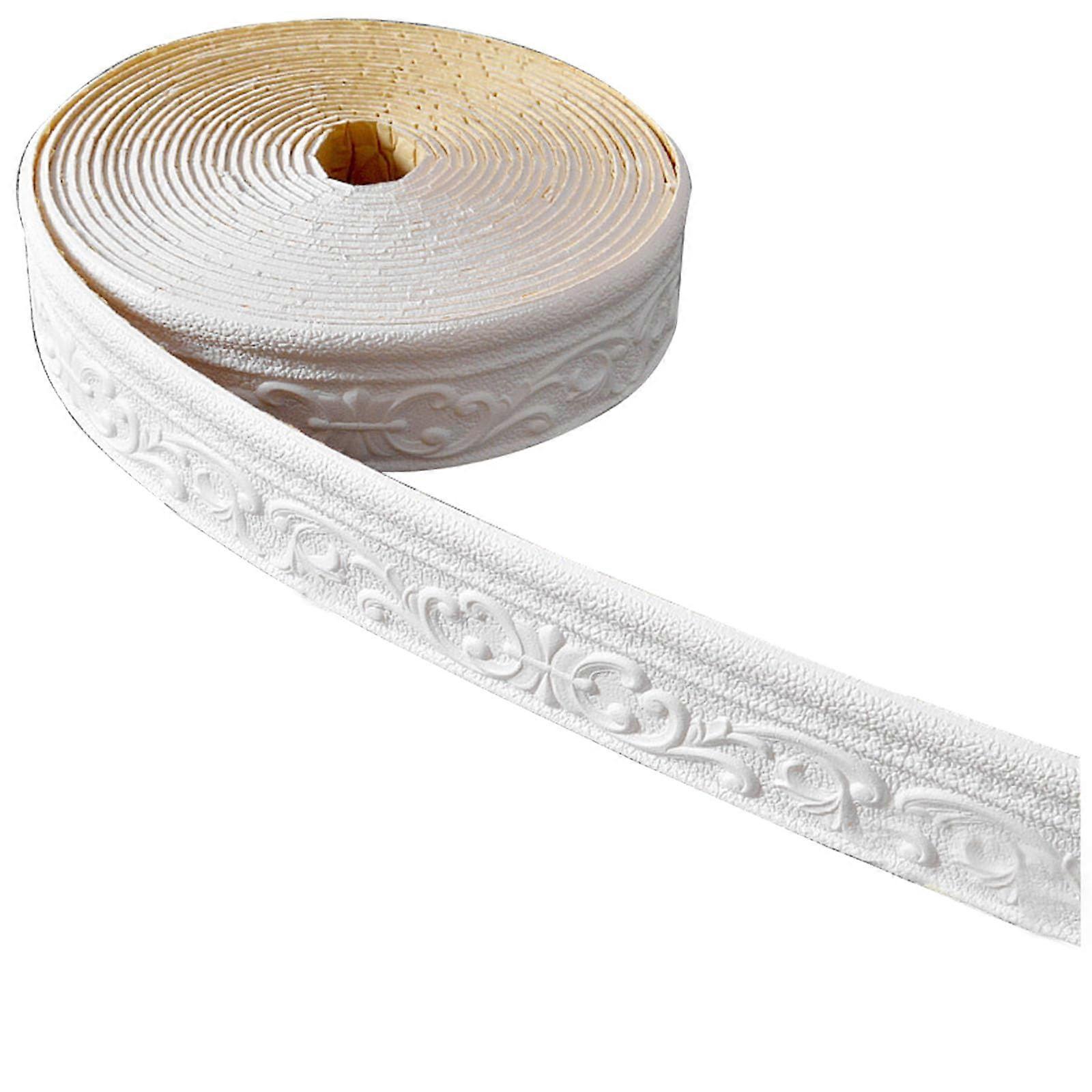Selfadhesive flexible molding for wall paneling, 2.30 m x 8 cm, removable and stickon molding for ceiling frames and baseboards/carved white Ref: 1492