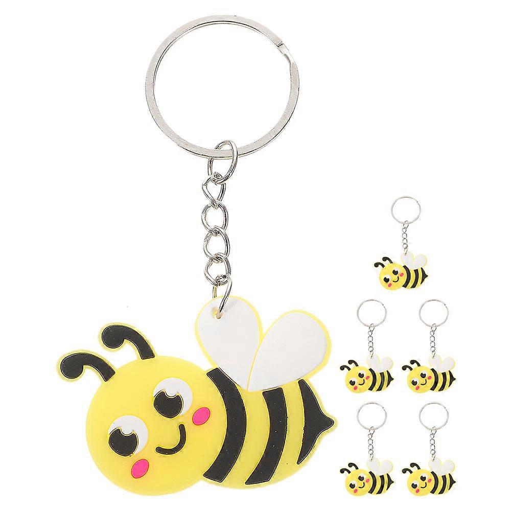 Bee Key Chain Pendant Cartoon Bee Shaped Accessory For Backpack Daily Use 6Pcs