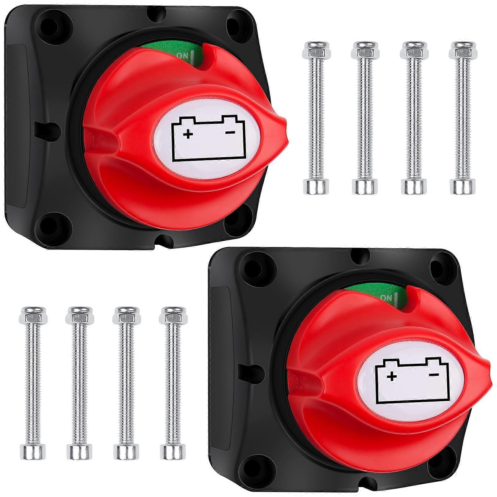 2Pcs Battery Cut Off Switch 12V 24V 48V Battery 1-2-Both-OFF