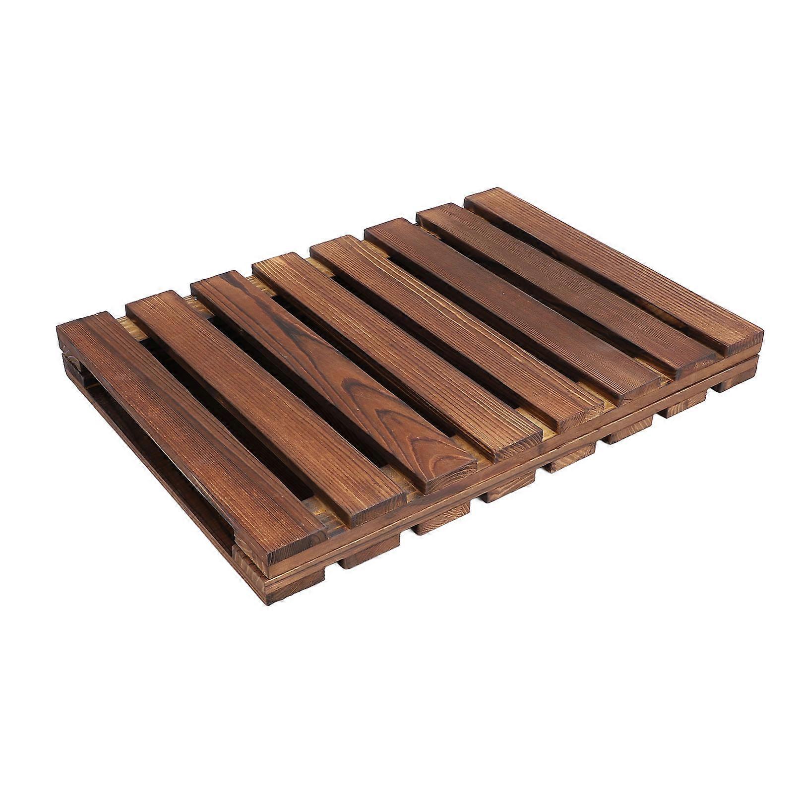 Foldable wooden bath mat, non-slip, versatile, for indoor and outdoor use, ideal for spa, sauna and swimming pool.