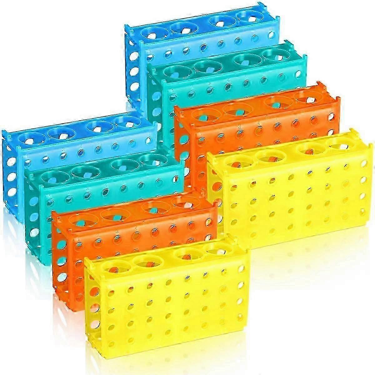 8 Pcs 4 Way Test Tube Holder Rack for 0.5ml/ 1.5ml/ 10ml/ 15ml/ 50ml Plastic Polypropylene Rack for Tubes Lab Scientific