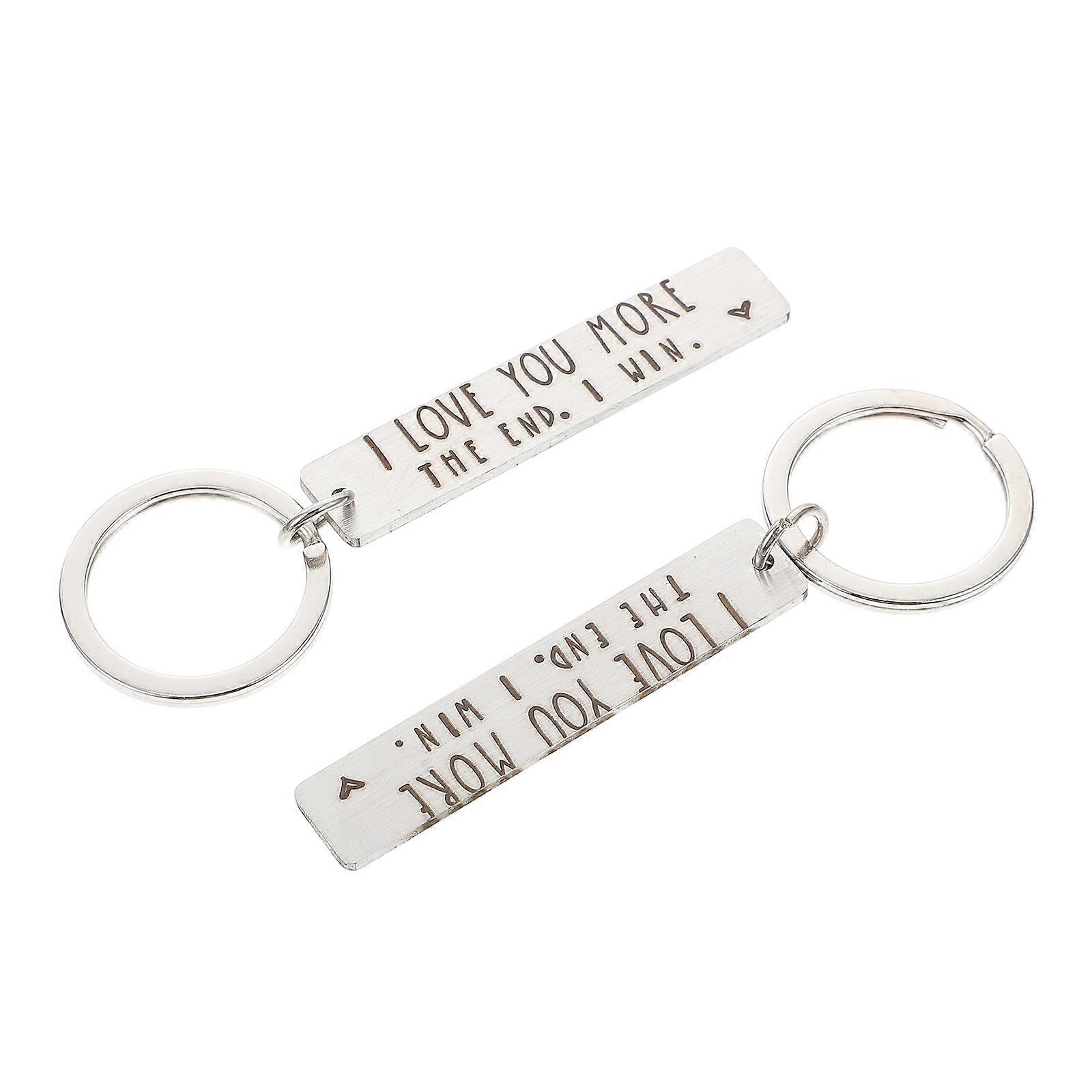 Couple Keychain Set Stainless Steel Strip Key Ring For Men Women present Giving 8x2.5cm 2Pack