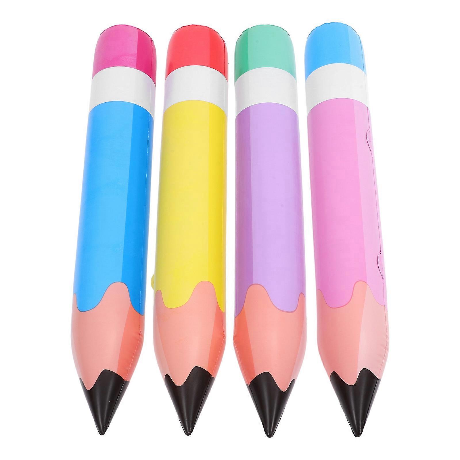 4pcs Inflatable PVC Crayon Balloons Party Favors Classroom Decorations Blowing Pens for Birthdays School Events