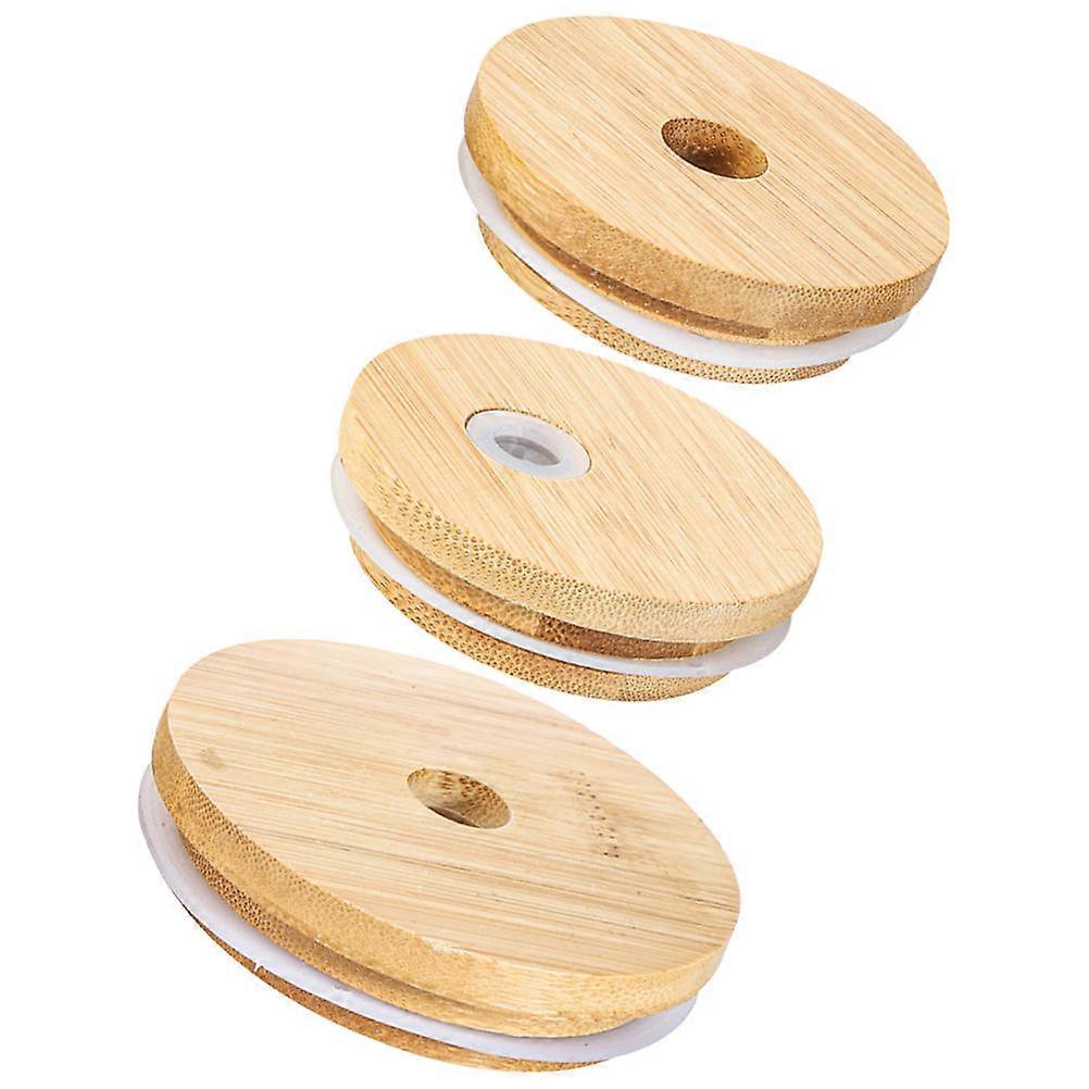 Sealing Bottle Lids with Straw Holes Wooden Lids for Jars Housewarming present 3Pcs