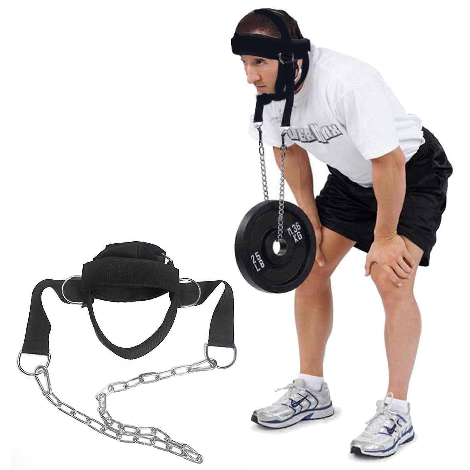 Neck Training Device with Adjustable Long Steel Chain and Straps