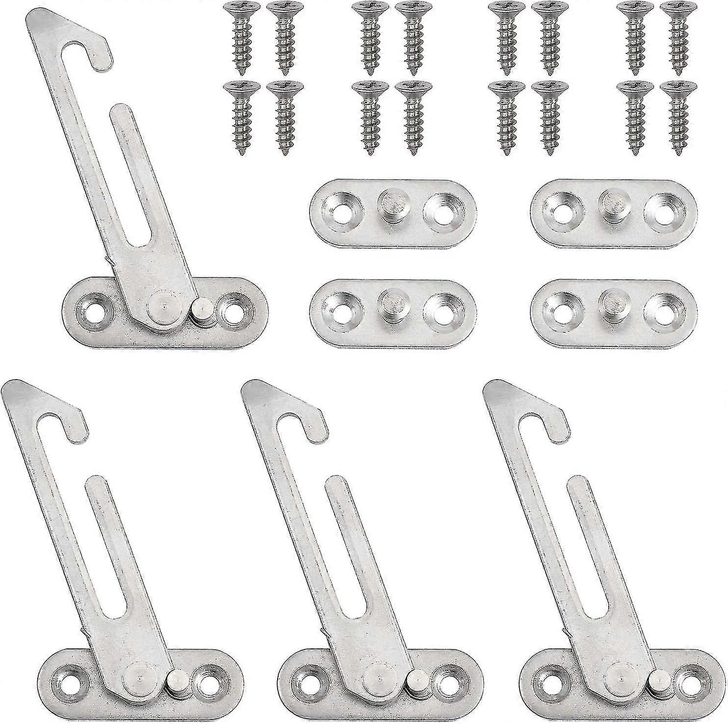 Stainless Steel Window Restrictor Security Latch Set for Child Safety - Includes Screws for Window Restraint - Package of 4 Units