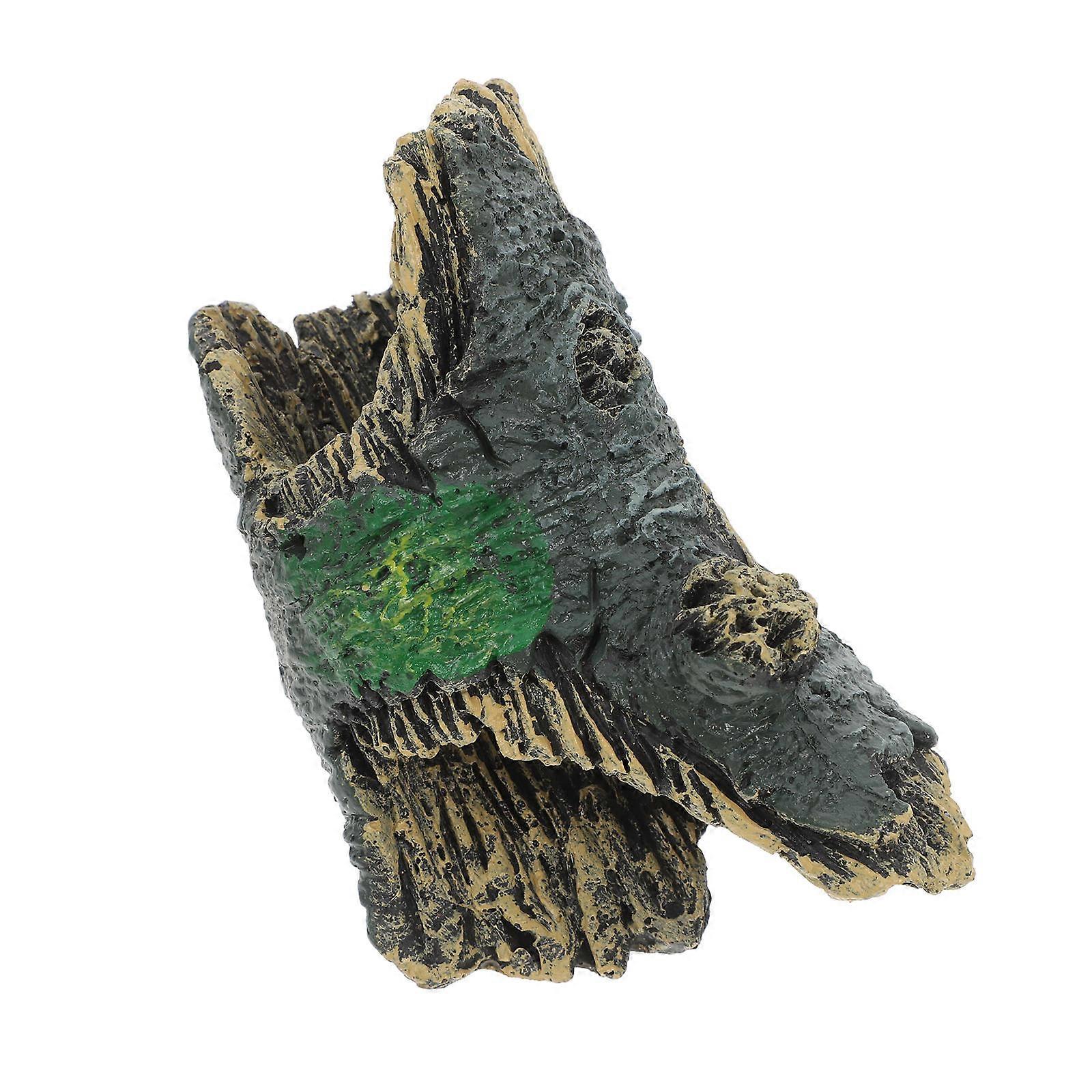 Reptile Hideout Habitat Set Natural Aquarium for Freshwater Tanks Durable Resin Tree Trunk Ornament 1Set