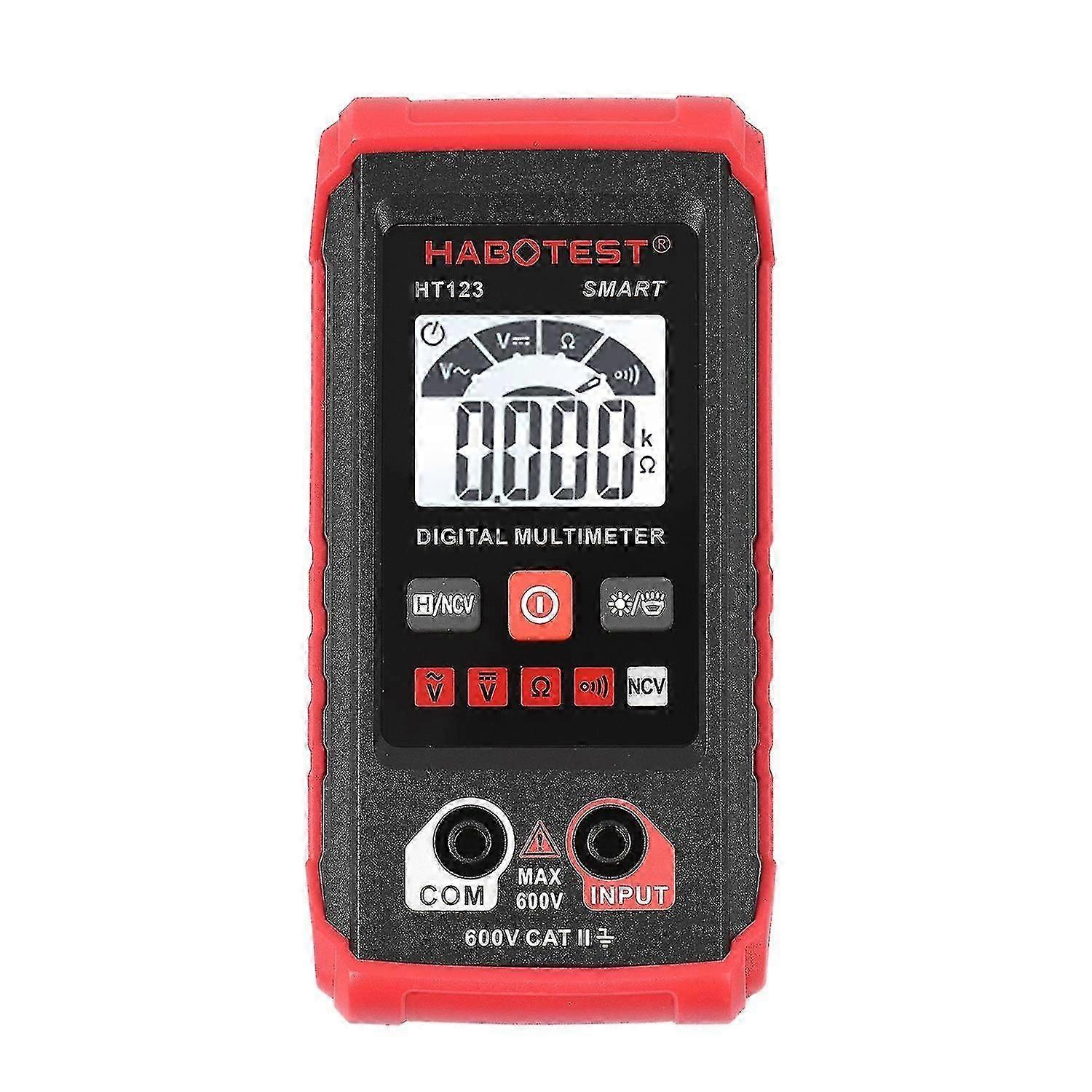 HABOTEST HT123 digitalt multimeter Auto Range 2,000 teller sann RMS-måling med LCD-bakgrunnsbelysning Flas