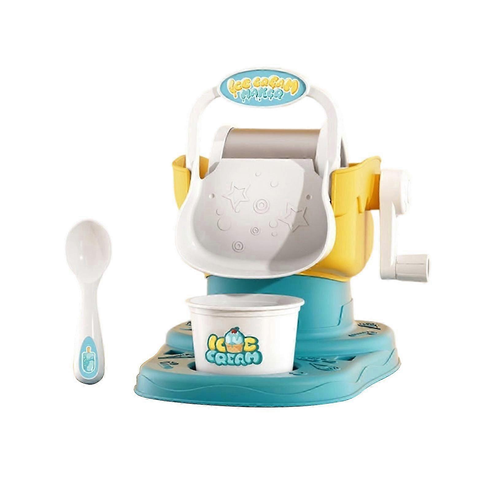 Easy to Use Soft Serve Ice Cream Maker for Kids Portable Hand Crank Frozens Dessert Making Machine Educational Toy Pinka