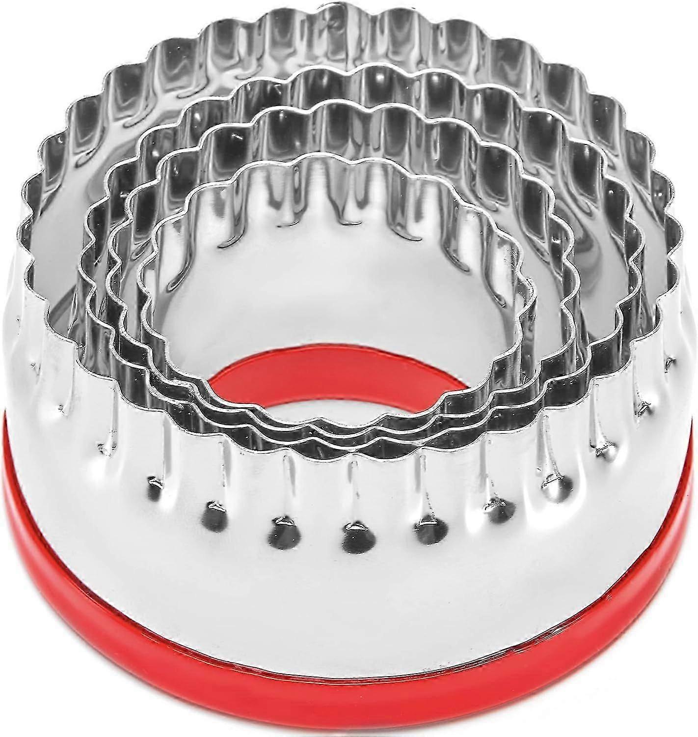 4 Pieces Fluted Round Cookie Cutters - Ring Biscuit Cutters Set