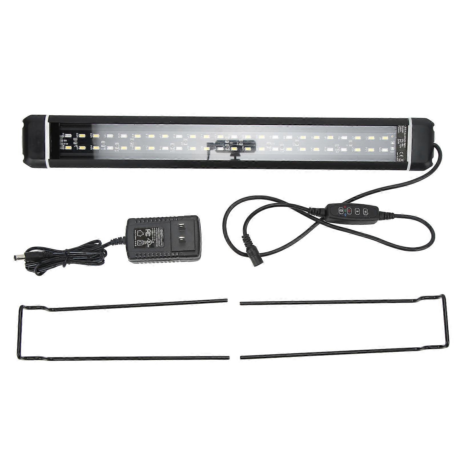 Aquarium LED Lamp Waterproof Adjustable Length Fish Tank Light with Bracket for Fresh Water Tanks 100‑240VUS Plug