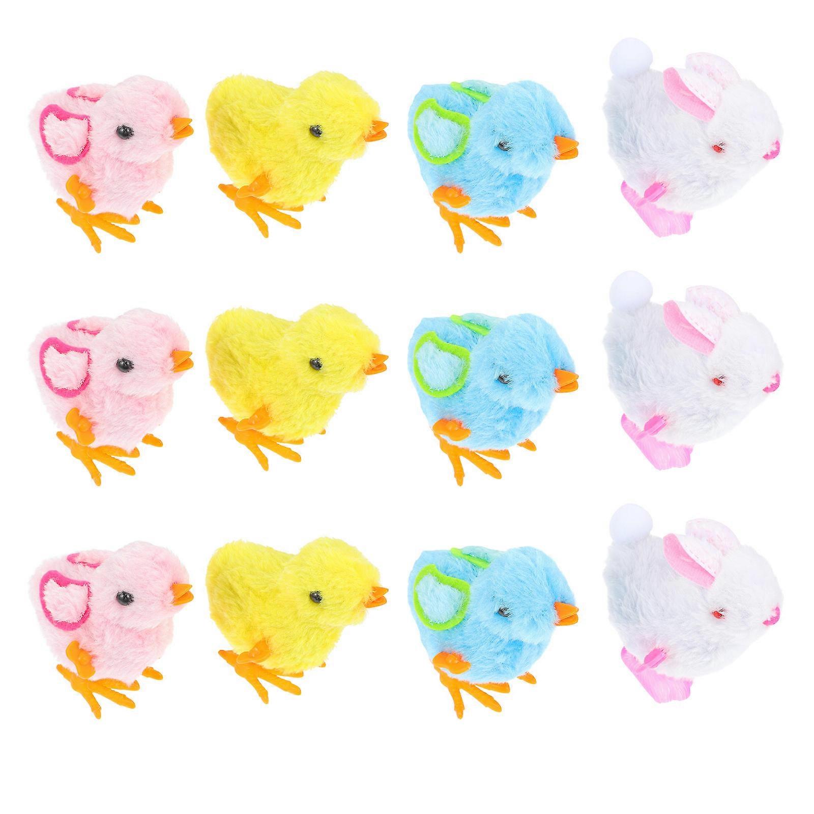 12pcs Wind Up Jumping Rabbit & Chicken Animal Playthings – Safe, Educational, Compact Decorative Toys for Easter Parties & Room Decoration – Random
