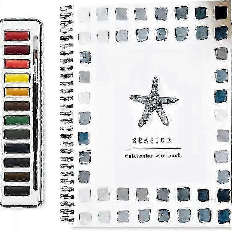 Beginner-Friendly Watercolor Workbook with 12 Colors Paint Set