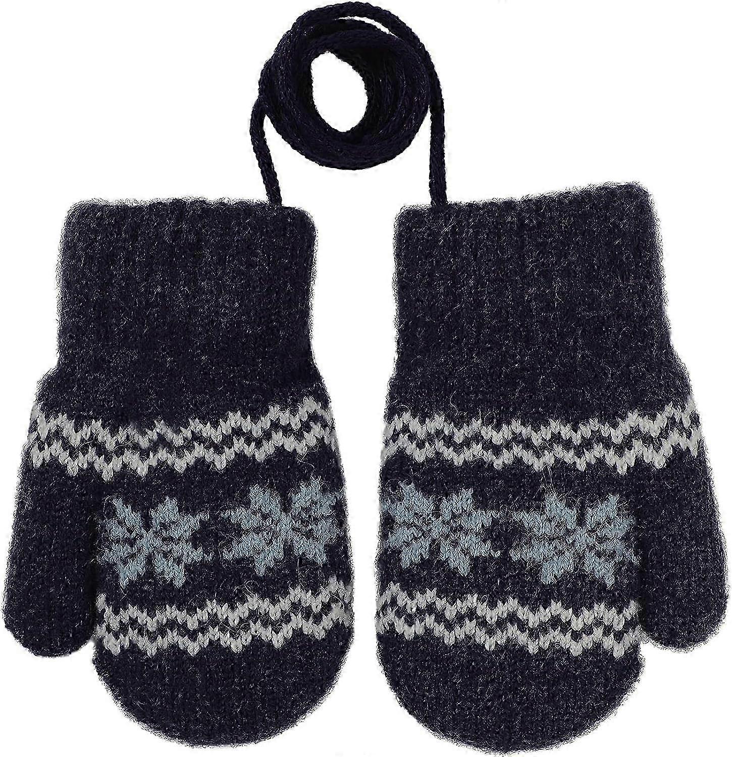 Warm Mittens for Toddlers with Magic Stretch and Fleece Lining, Knitted Full Finger Gloves for Boys and Girls